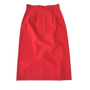 Vintage Handmade Juniors Red Linen Pencil Skirt ♥️